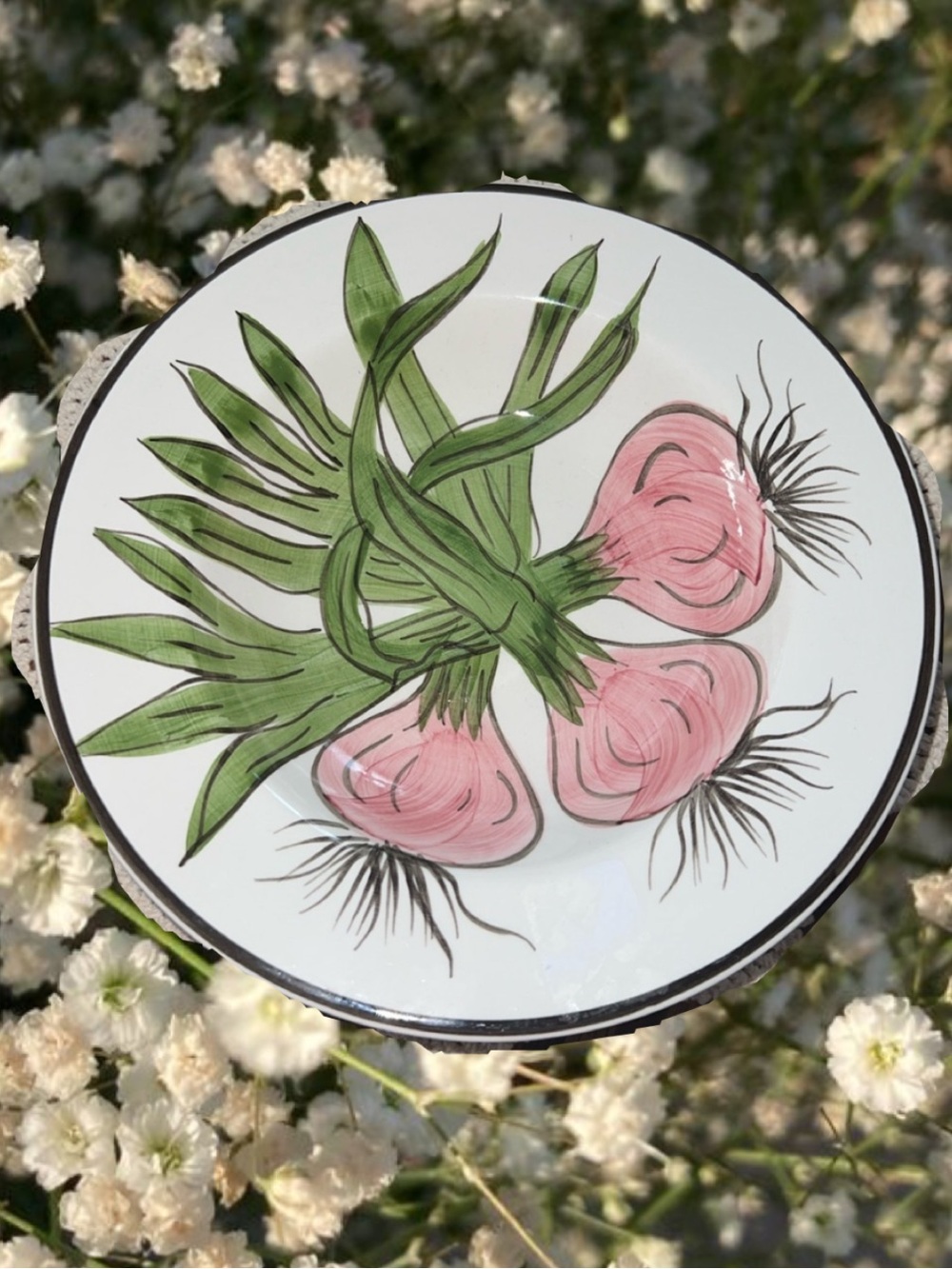 Organic Veggies ornate red onion bowl tabletops unlimited